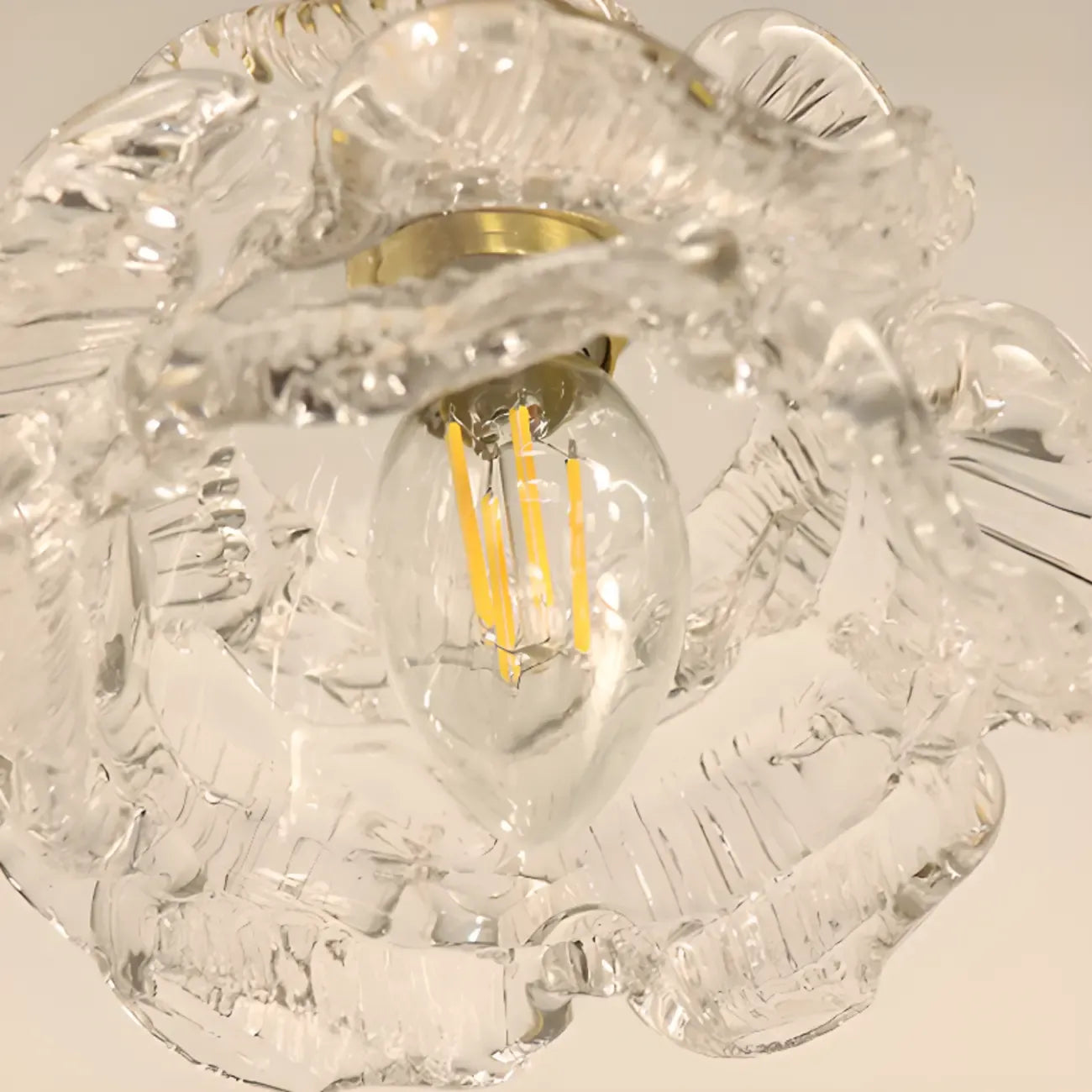 Elegant Glass Flower Kitchen Pendant Lighting Height Adjustable