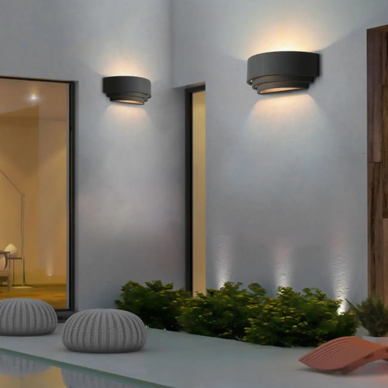 3 Tiers Wall Sconce with Concrete Shade for Outdoor Use