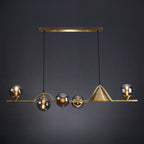Dining Area Modern Brass Glass LED Island Pendant Light