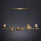 Dining Area Modern Brass Glass LED Island Pendant Light