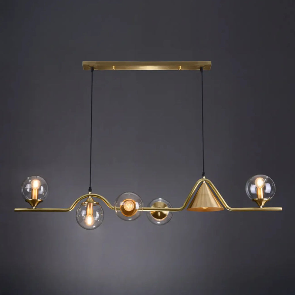 Dining Area Modern Brass Glass LED Island Pendant Light