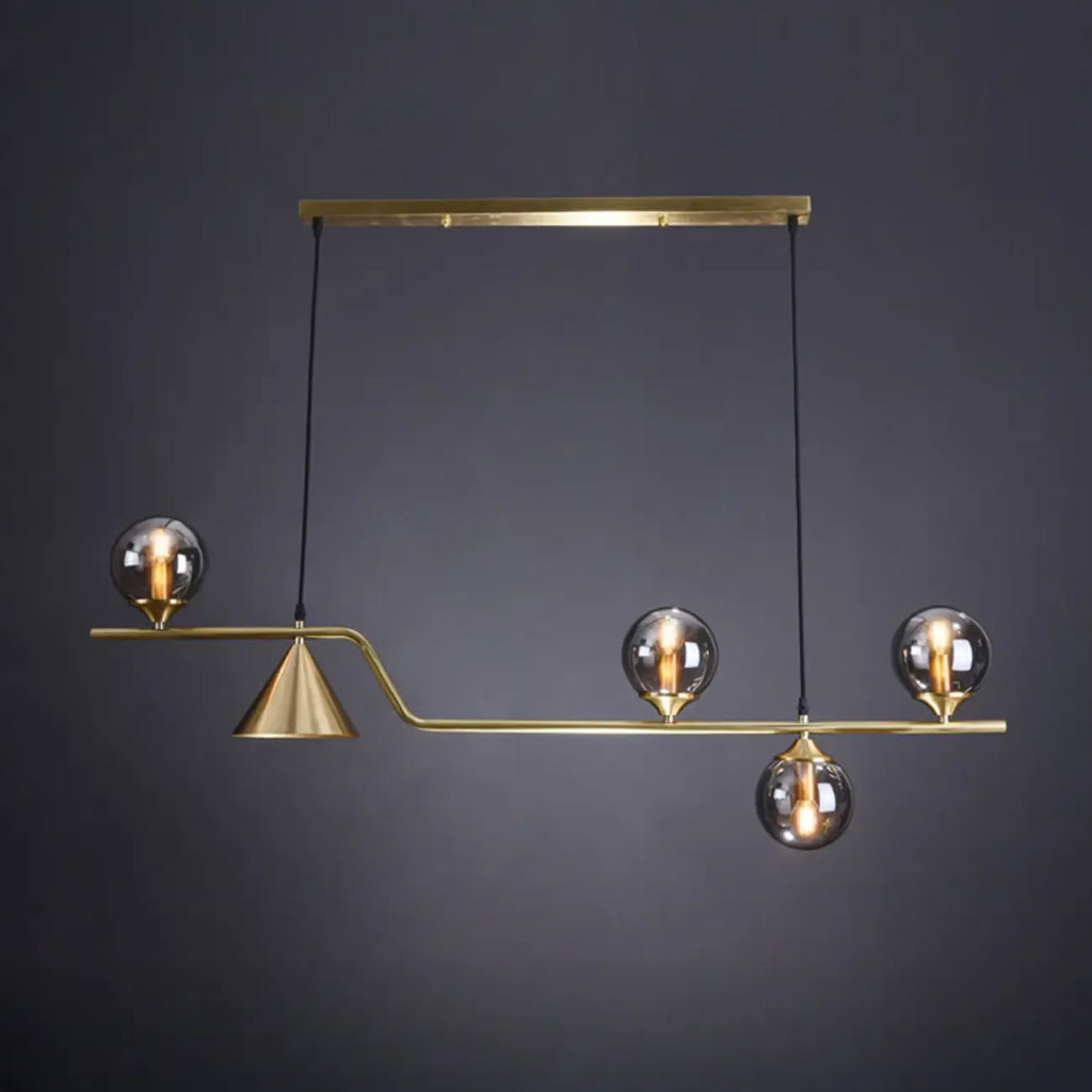 Dining Area Modern Brass Glass LED Island Pendant Light