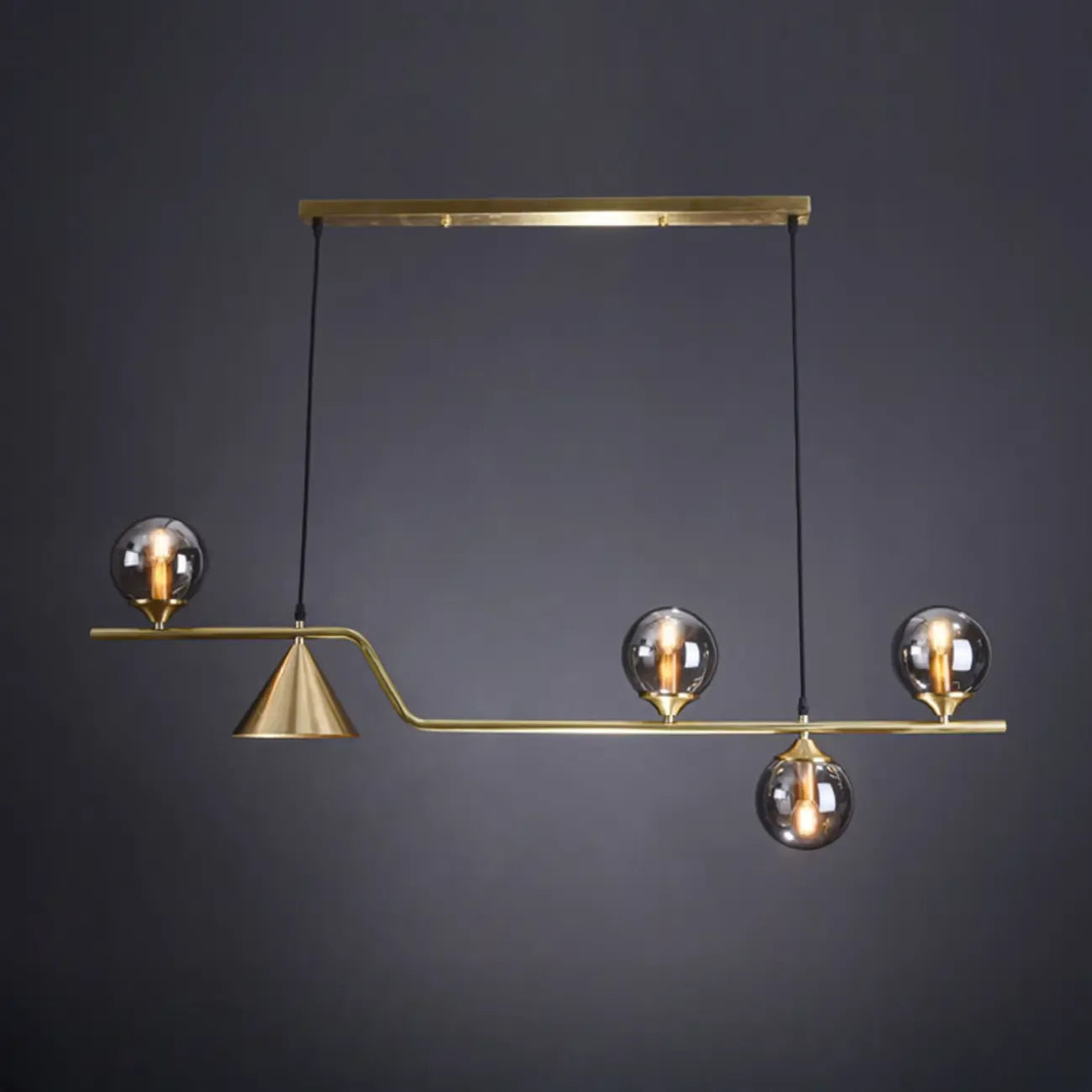 Dining Area Modern Brass Glass LED Island Pendant Light