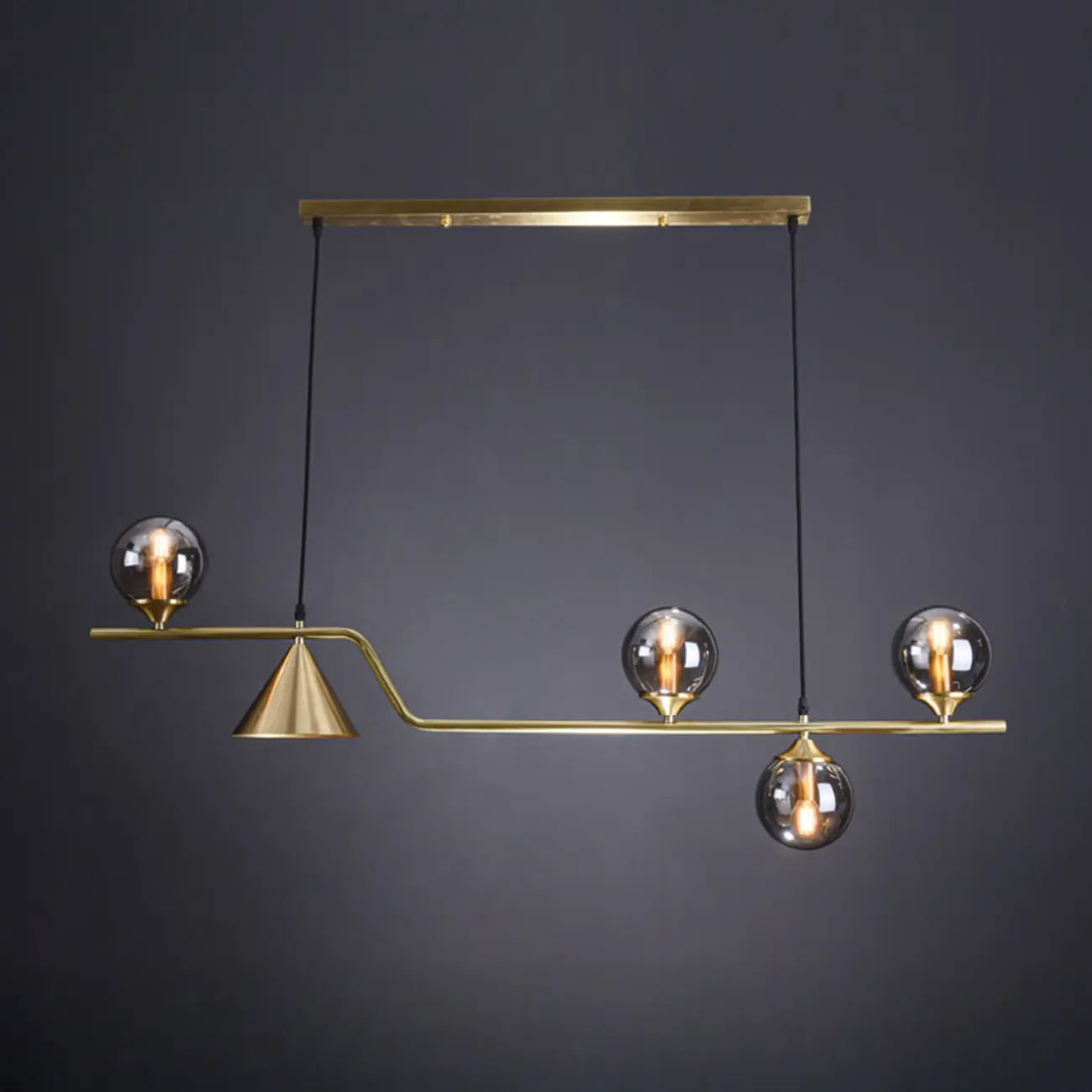 Dining Area Modern Brass Glass LED Island Pendant Light