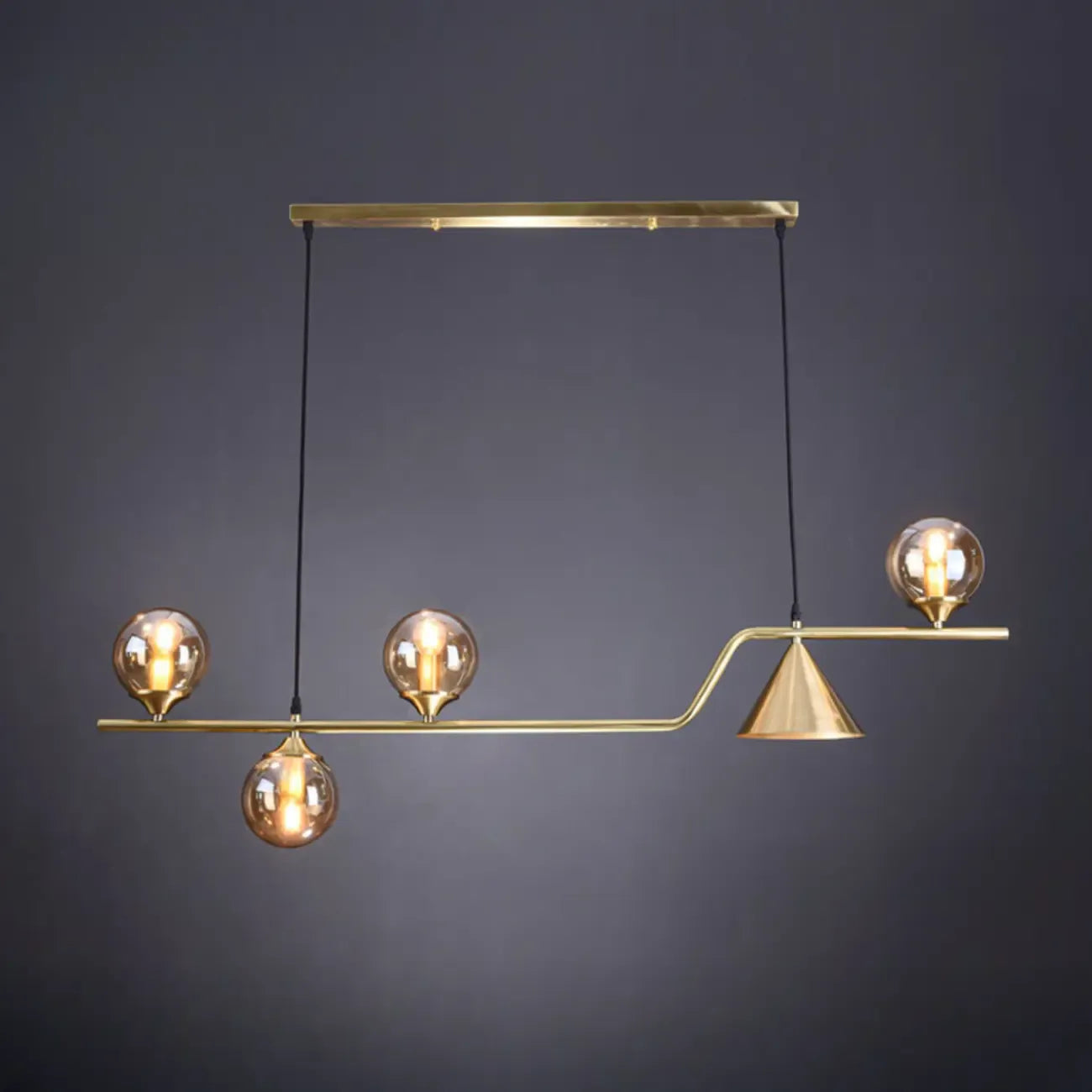 Dining Area Modern Brass Glass LED Island Pendant Light