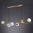 Dining Area Modern Brass Glass LED Island Pendant Light