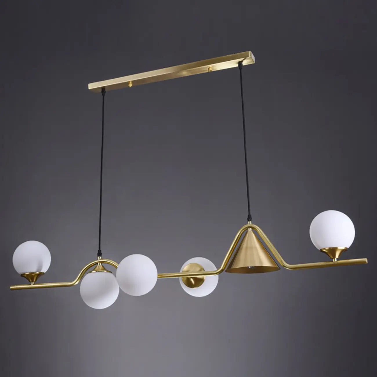 Dining Area Modern Brass Glass LED Island Pendant Light
