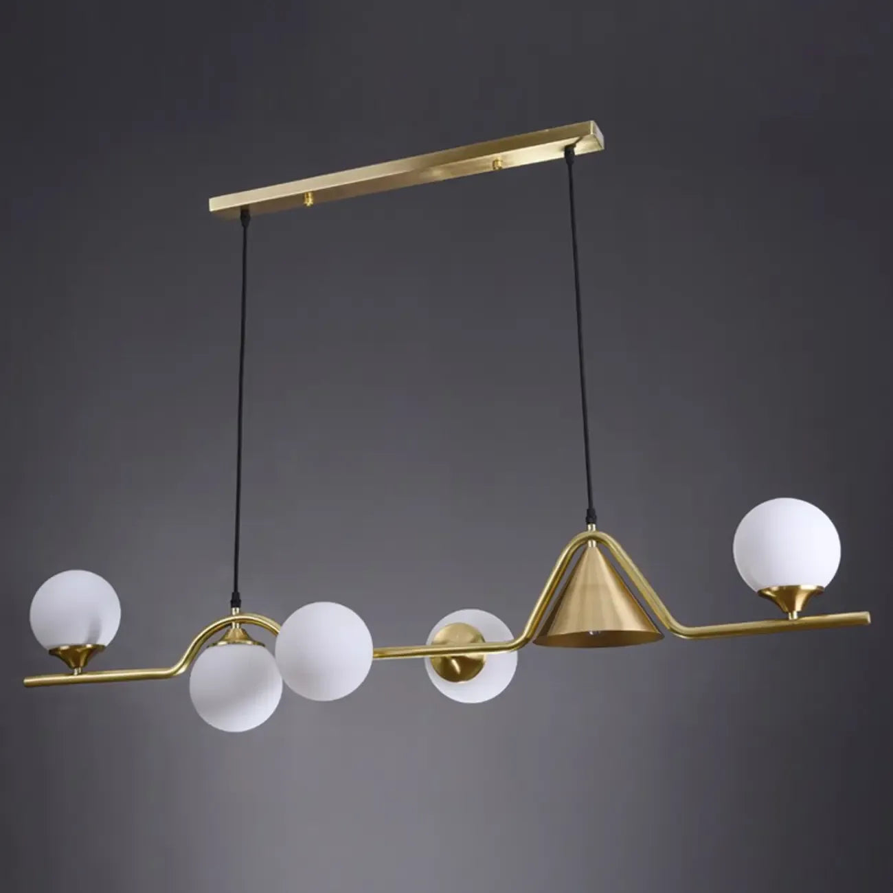 Dining Area Modern Brass Glass LED Island Pendant Light