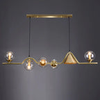 Dining Area Modern Brass Glass LED Island Pendant Light
