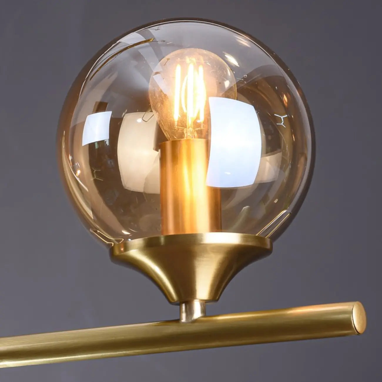 Dining Area Modern Brass Glass LED Island Pendant Light