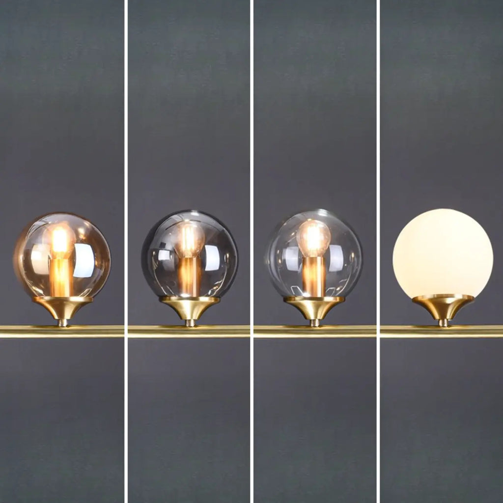 Dining Area Modern Brass Glass LED Island Pendant Light