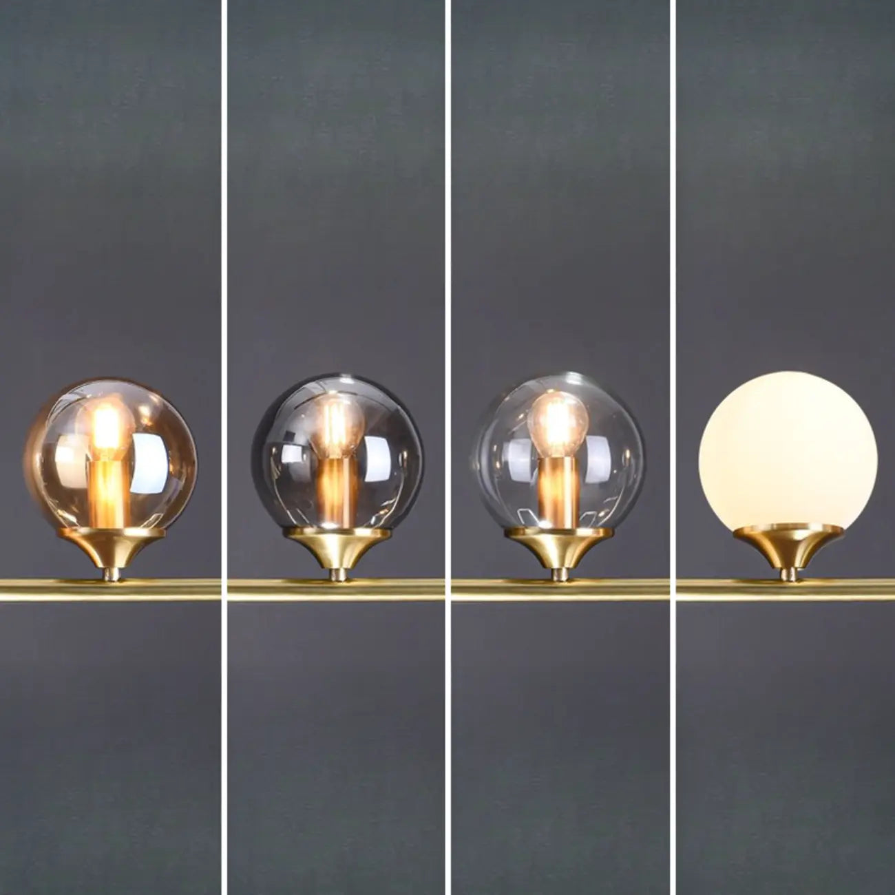 Dining Area Modern Brass Glass LED Island Pendant Light