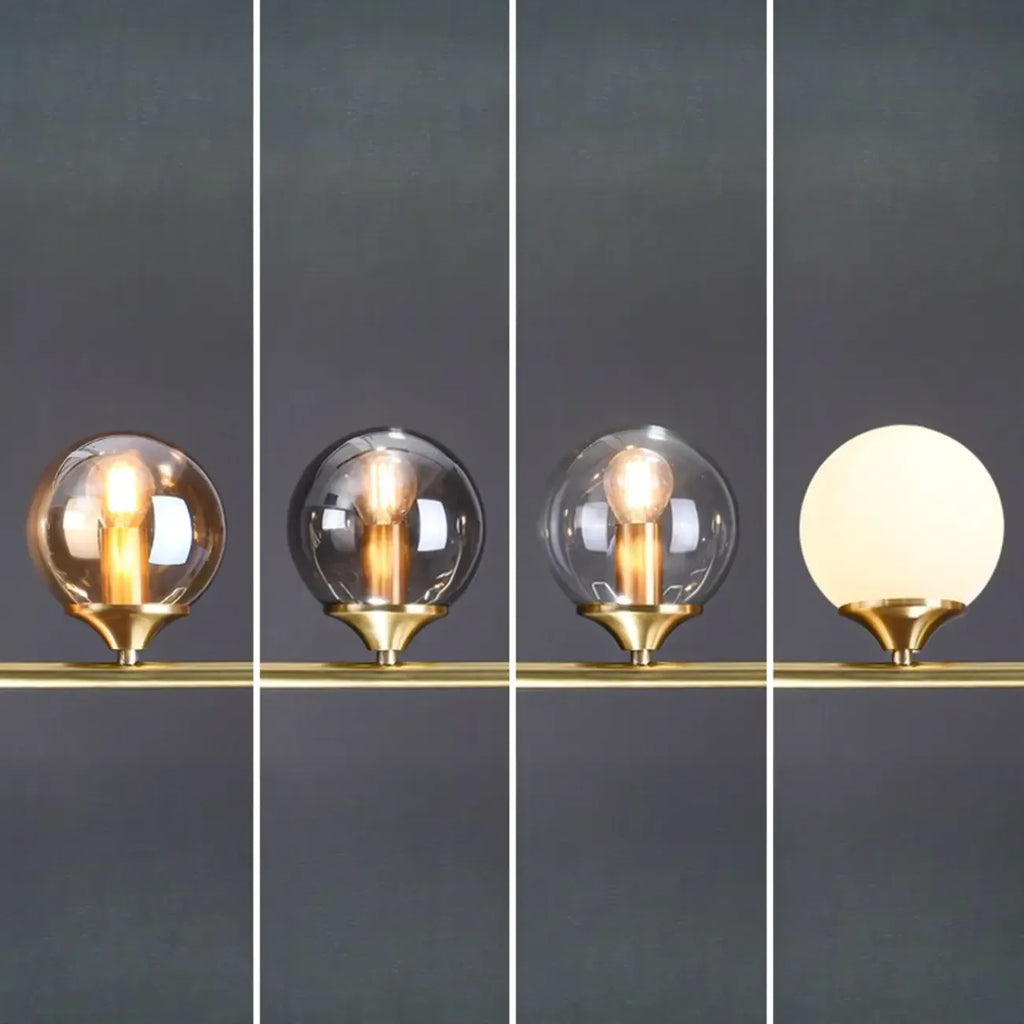 Dining Area Modern Brass Glass LED Island Pendant Light