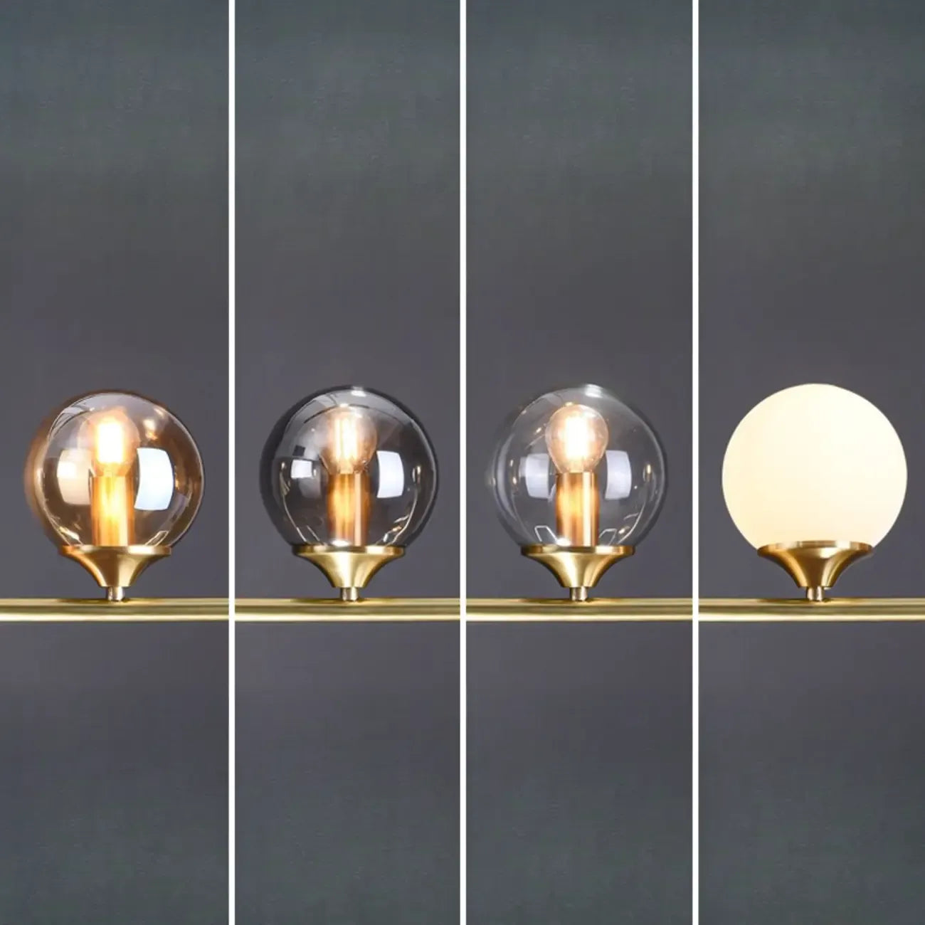 Dining Area Modern Brass Glass LED Island Pendant Light