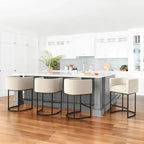 Modern Upholstered Barrel Back Counter Stools