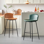Modern Metal Frame Leather Cushion Low Back Bar Stool