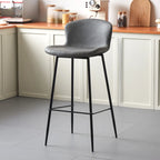 Modern Metal Frame Leather Cushion Low Back Bar Stool