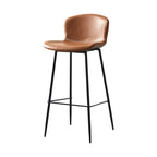 Modern Metal Frame Leather Cushion Low Back Bar Stool