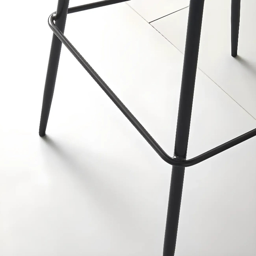 Modern Metal Frame Leather Cushion Low Back Bar Stool