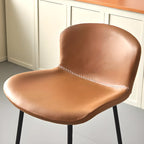 Modern Metal Frame Leather Cushion Low Back Bar Stool
