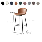 Modern Metal Frame Leather Cushion Low Back Bar Stool