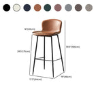 Modern Metal Frame Leather Cushion Low Back Bar Stool