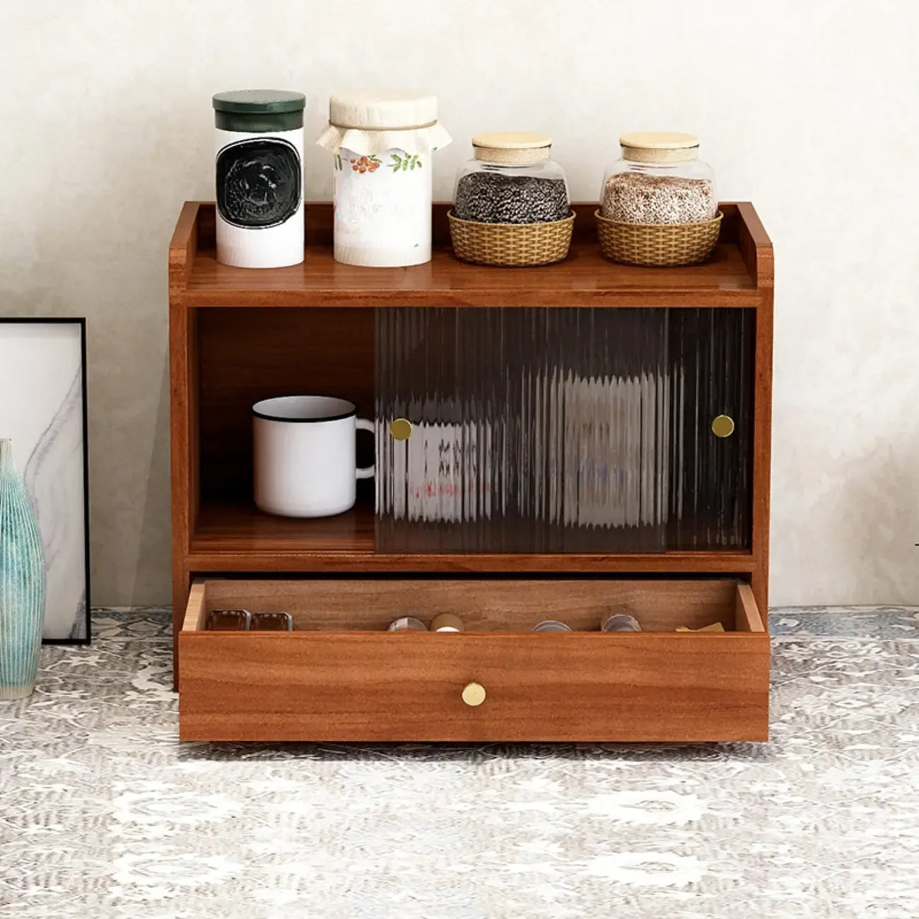 Tabletop Wooden Cubitac Display Cabinet with Glass Doors