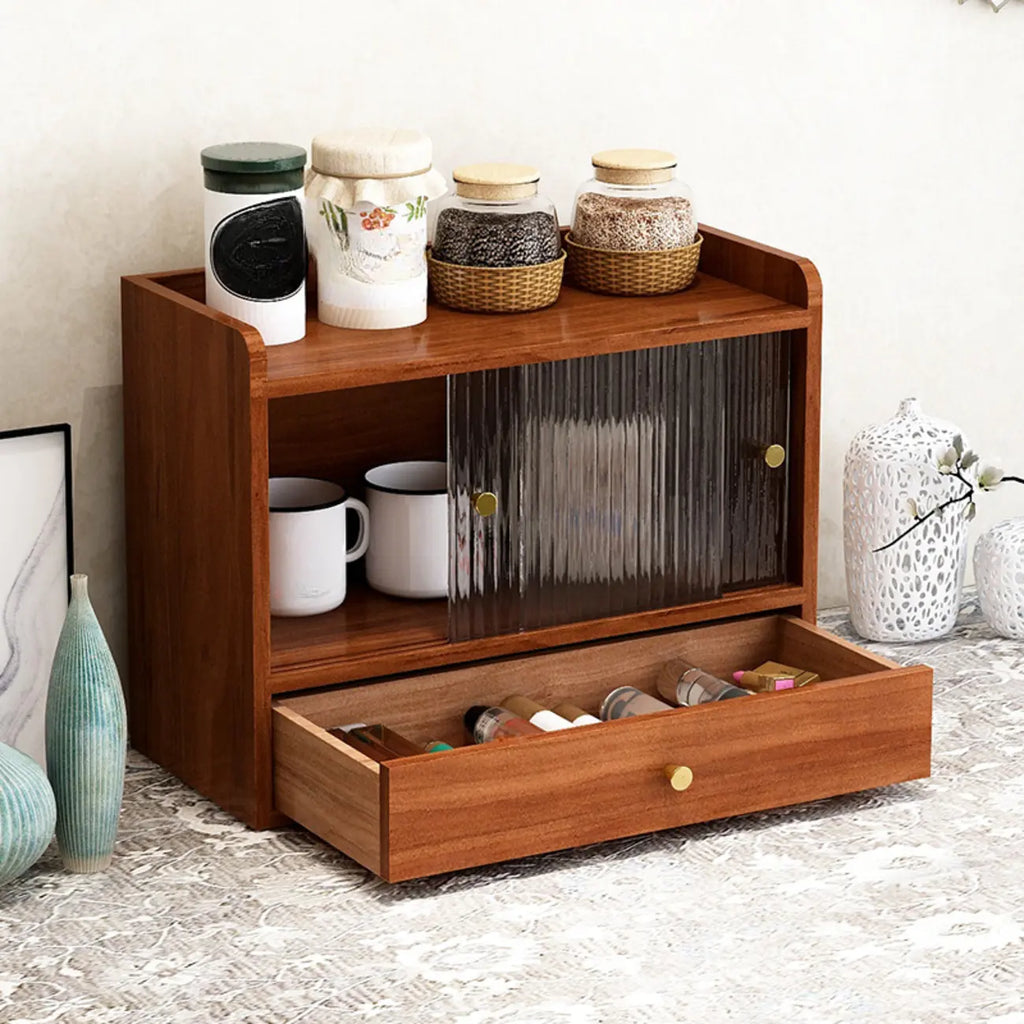 Tabletop Wooden Cubitac Display Cabinet with Glass Doors