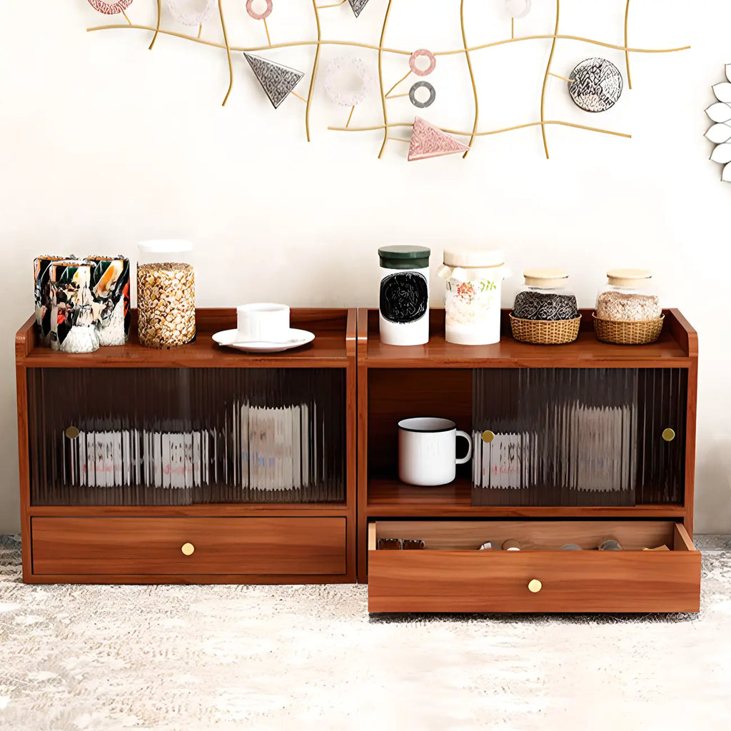 Tabletop Wooden Cubitac Display Cabinet with Glass Doors