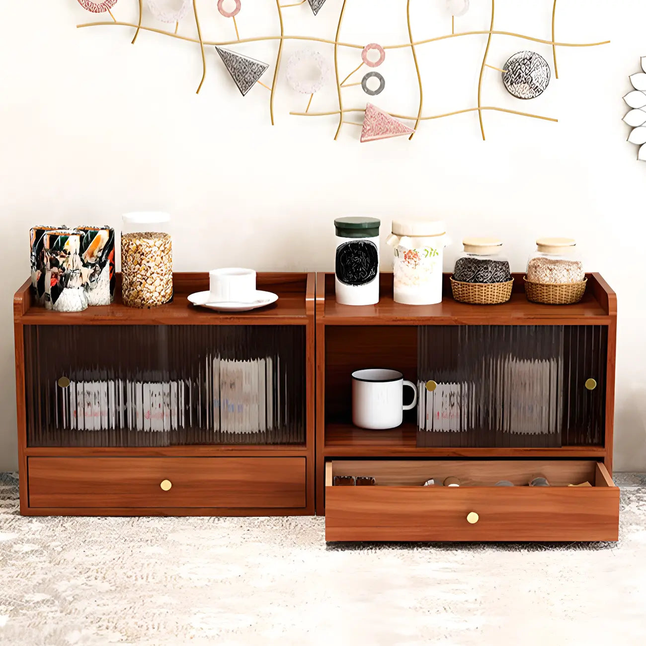 Tabletop Wooden Cubitac Display Cabinet with Glass Doors