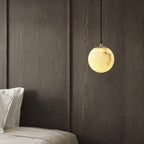 Simple Adjustable White Metal Stone Globe Pendant Light