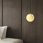 Simple Adjustable White Metal Stone Globe Pendant Light