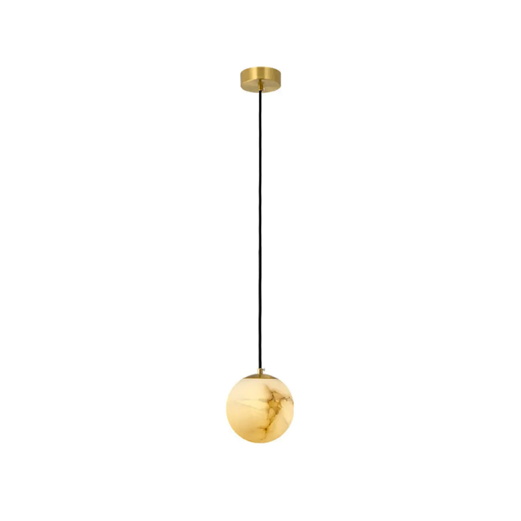 Simple Adjustable White Metal Stone Globe Pendant Light