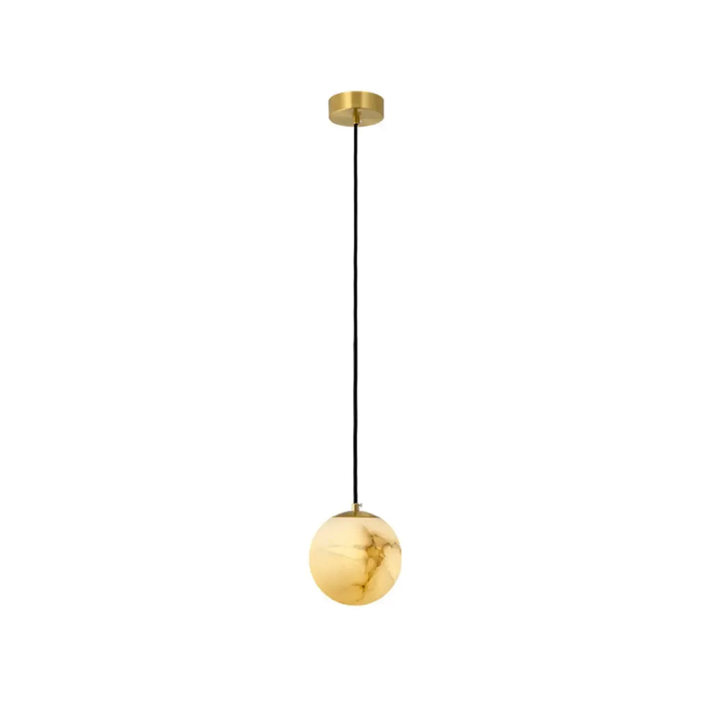 Simple Adjustable White Metal Stone Globe Pendant Light