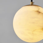 Simple Adjustable White Metal Stone Globe Pendant Light