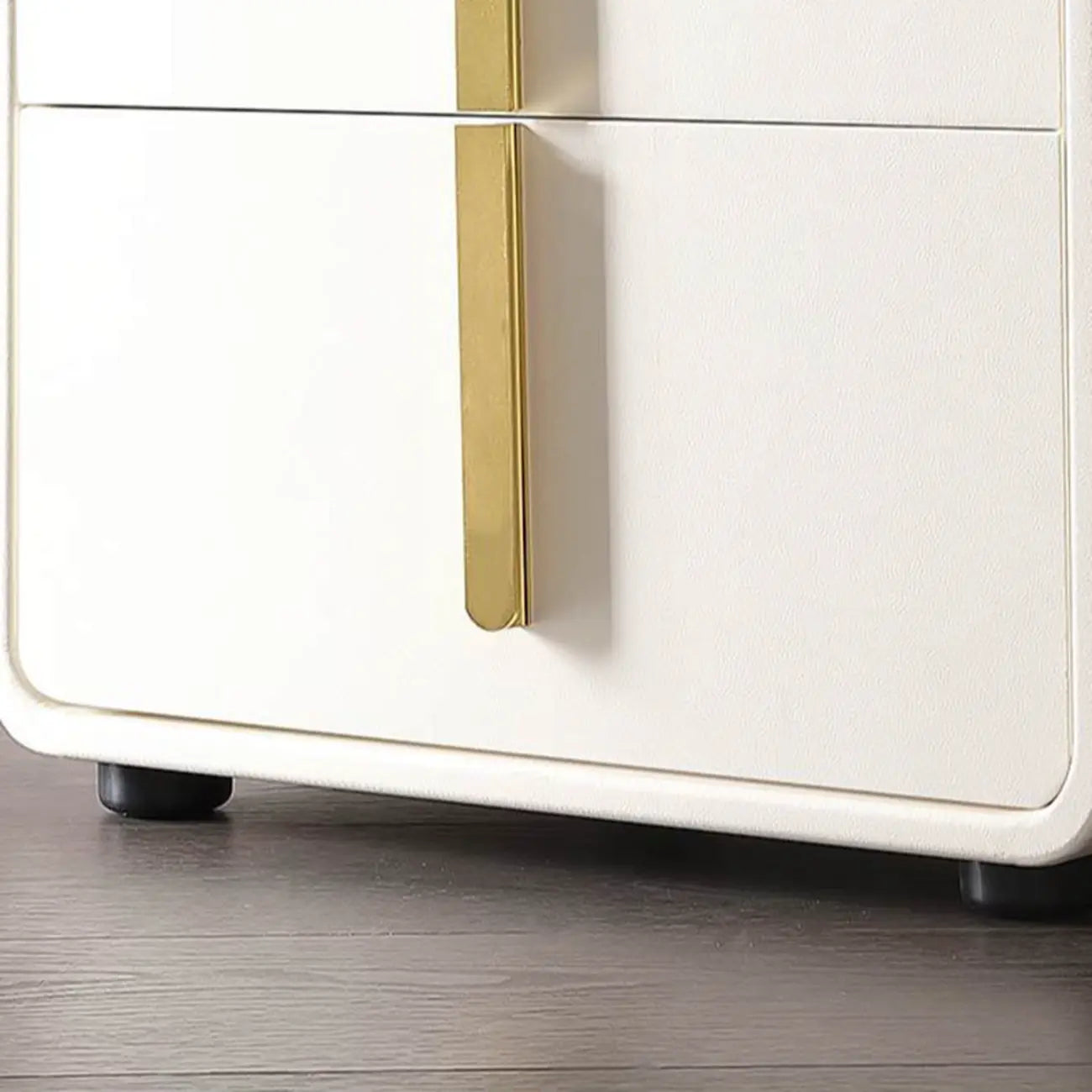 Modern Bedside Table – Faux Leather White Nightstand