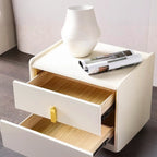 Modern Bedside Table – Faux Leather White Nightstand