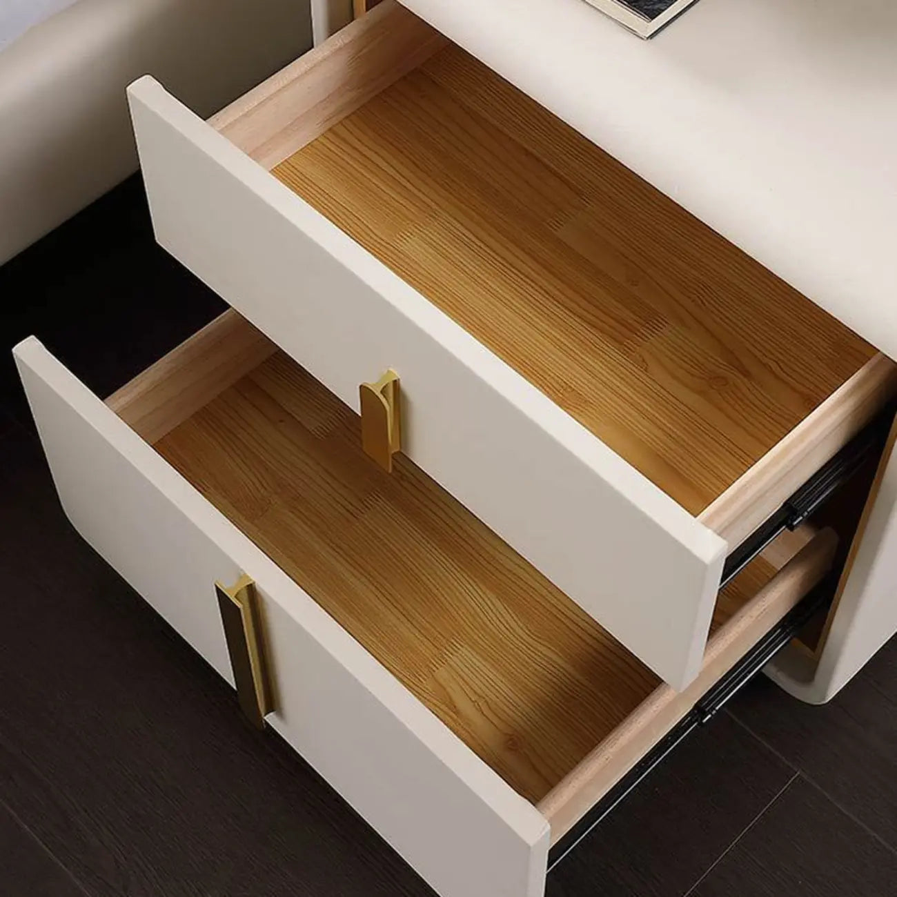 Modern Bedside Table – Faux Leather White Nightstand