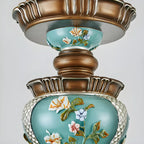 Classic Floral Copper Frosted Glass Ceramic Chandelier