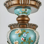 Classic Floral Copper Frosted Glass Ceramic Chandelier