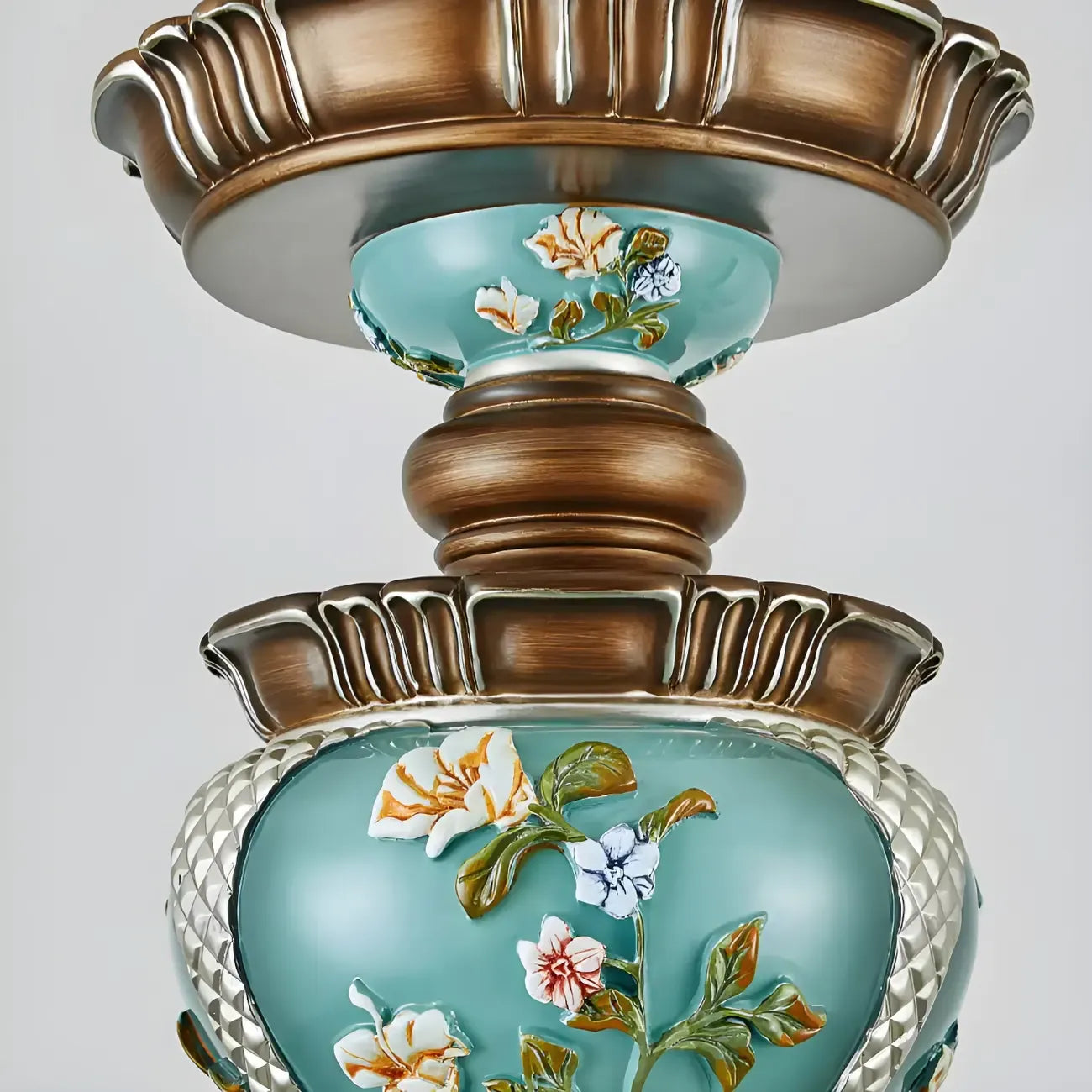 Classic Floral Copper Frosted Glass Ceramic Chandelier