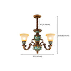 Classic Floral Copper Frosted Glass Ceramic Chandelier