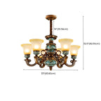 Classic Floral Copper Frosted Glass Ceramic Chandelier