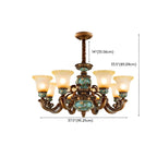 Classic Floral Copper Frosted Glass Ceramic Chandelier