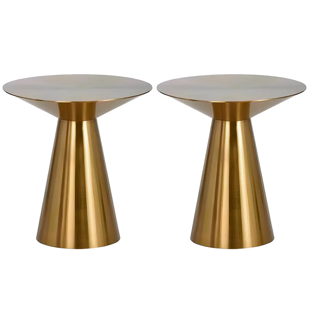 Traditional Golden Round Metal End Table for Living Room