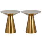 Traditional Golden Round Metal End Table for Living Room