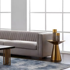 Traditional Golden Round Metal End Table for Living Room