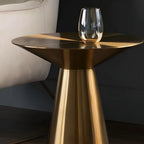 Traditional Golden Round Metal End Table for Living Room