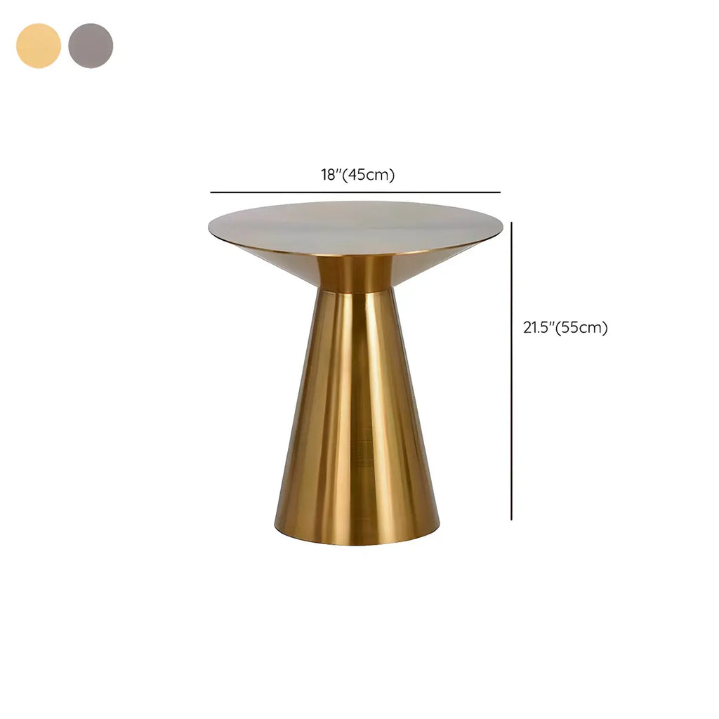 Traditional Golden Round Metal End Table for Living Room