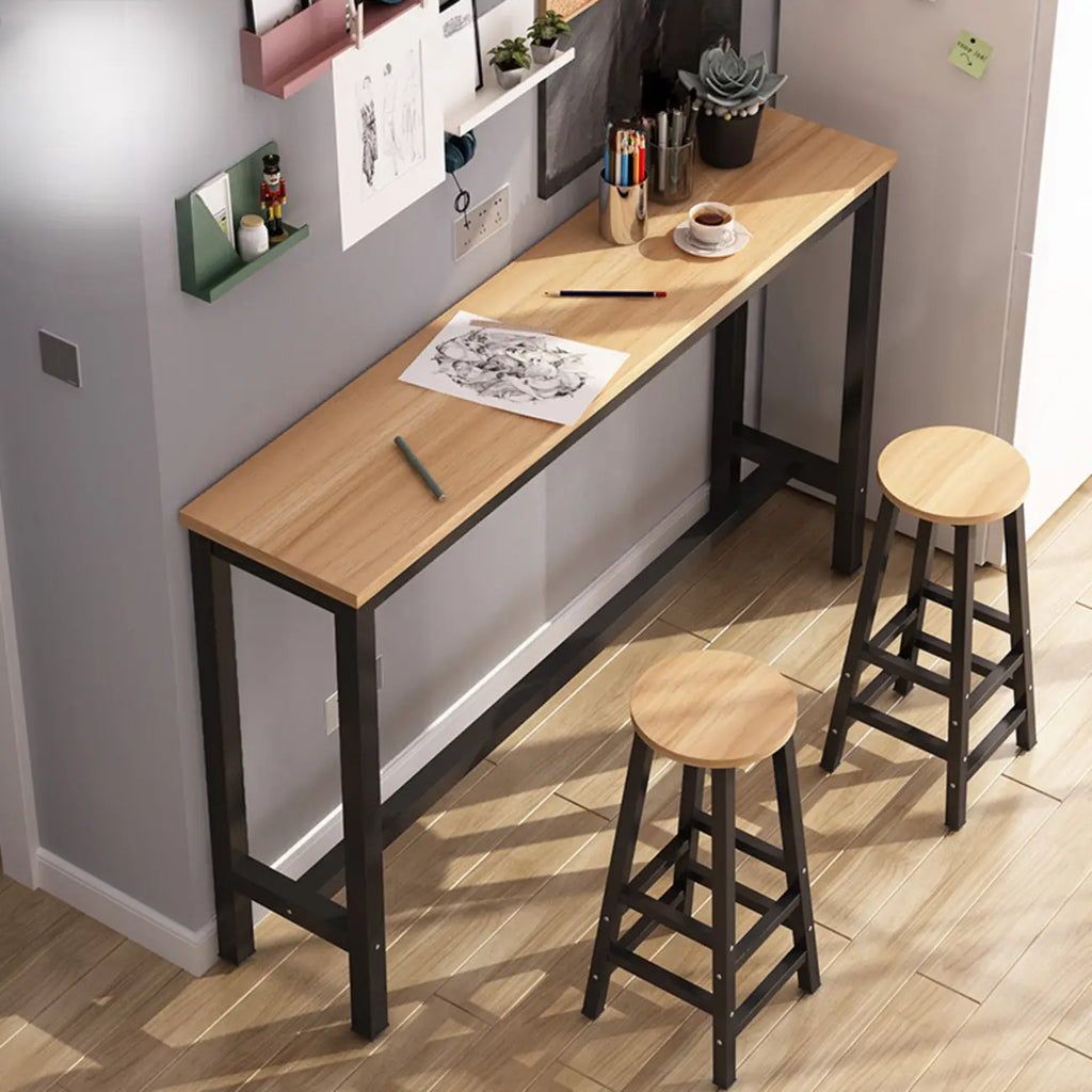 Simple White Counter Height Bar Table with Footrest for Home